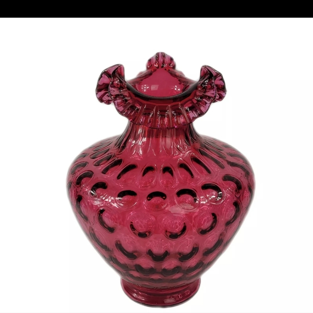 Fenton Cranberry Dot print Vase